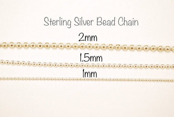 Sterling Silver Bead Chain 1mm 1.5mm 2mm Beaded Chain Chain with Ball Bead Chain Necklace Wholesale Chain Findings Pay by Foot Gold Filled - HarperCrown