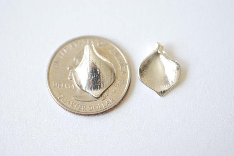 Sterling Silver Calla Lily Petal Charm- 925 Sterling Silver bead cap, bead cone, nature pendant, Sterling Silver Flower Petal Charm, 187 - HarperCrown