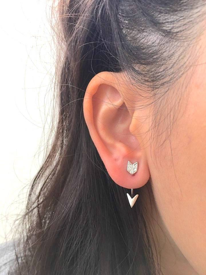 Sterling Silver Chevron Back Swoop Earring Jacket Set, Arrow Swoop Earring Jacket, Arrow Earring Jacket, Triangle Earring Jacket, Pave, CZ - HarperCrown