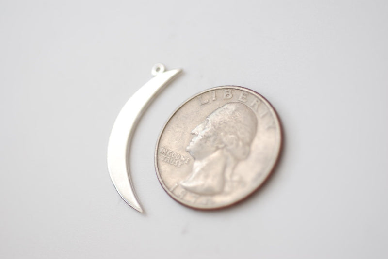 Sterling Silver Crescent Moon Charm- 925 Silver Half Moon Charm, Sterling Silver Half moon charm pendant, Silver Tusk Charm, Gold Moon, 46 - HarperCrown