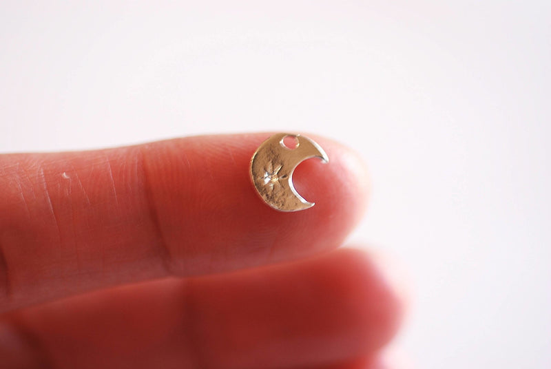 Sterling Silver Crescent Moon Charm- 925 Sterling Silver Moon Charm, sterling Silver Moon Charm, Silver Half Moon, Celestial Charm, Star,348 - HarperCrown