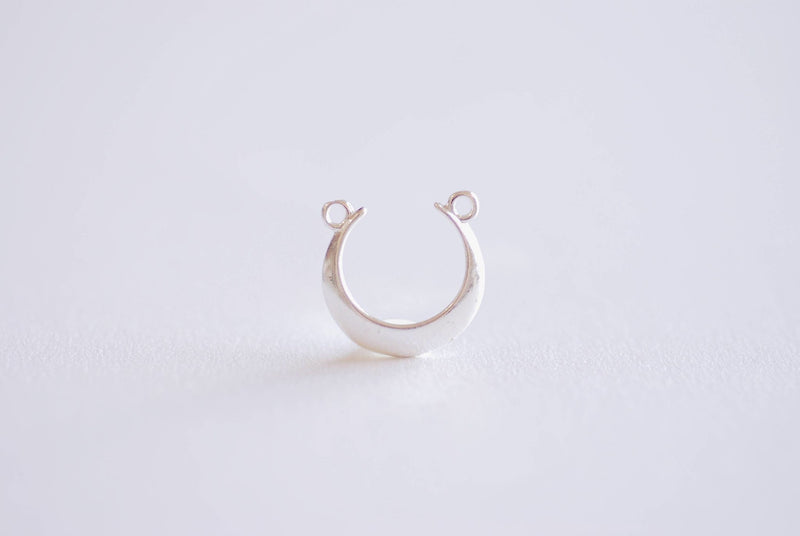 Sterling Silver Crescent Moon Connector- 925 Sterling Silver, Moon Charm Pendant, Half Moon, Link Spacer, horizontal 2 holes, U Shaped, 357 - HarperCrown