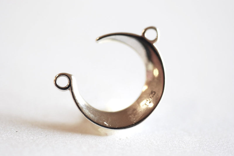 Sterling Silver Crescent Moon Connector Charm- 925 Sterling Silver Half Moon Charm, Silver Moon Charm Pendant,Moon Connector Link Spacer,323 - HarperCrown