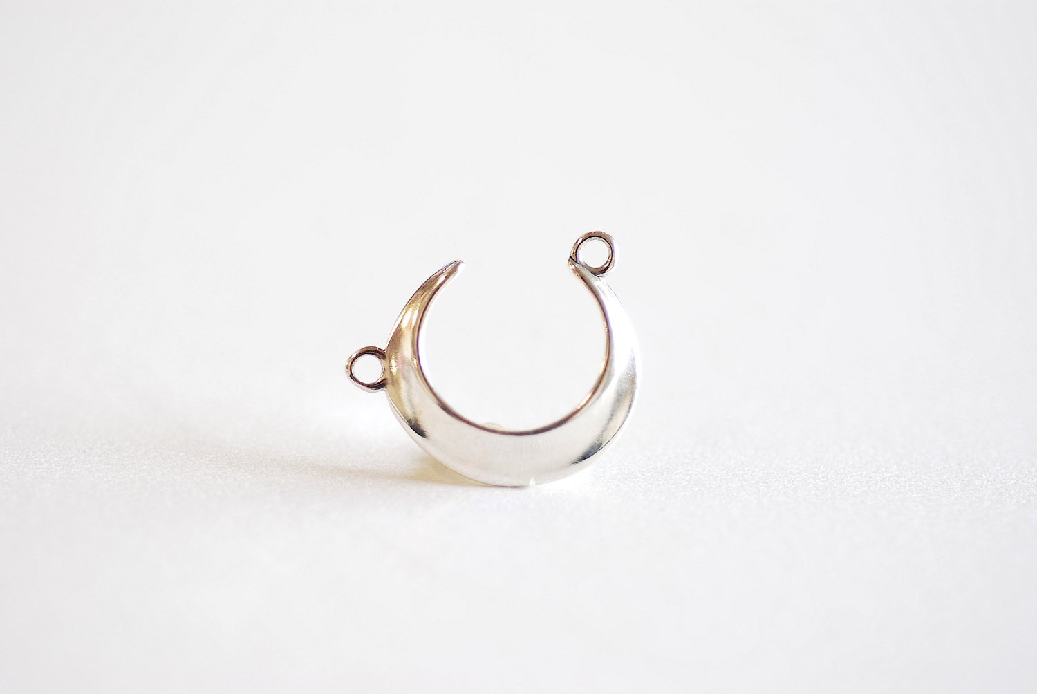 Sterling Silver Crescent Moon Connector Charm- 925 Sterling Silver Half Moon Charm, Silver Moon Charm Pendant,Moon Connector Link Spacer,323 - HarperCrown