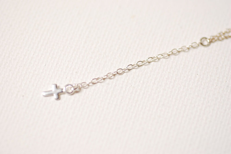 Sterling Silver Cross Rosary,Cross Necklace,Cross Rosary,Communion Gift,Dainty Rosary,Cross Pendant,Communion Jewelry,Minimalist Cross - HarperCrown