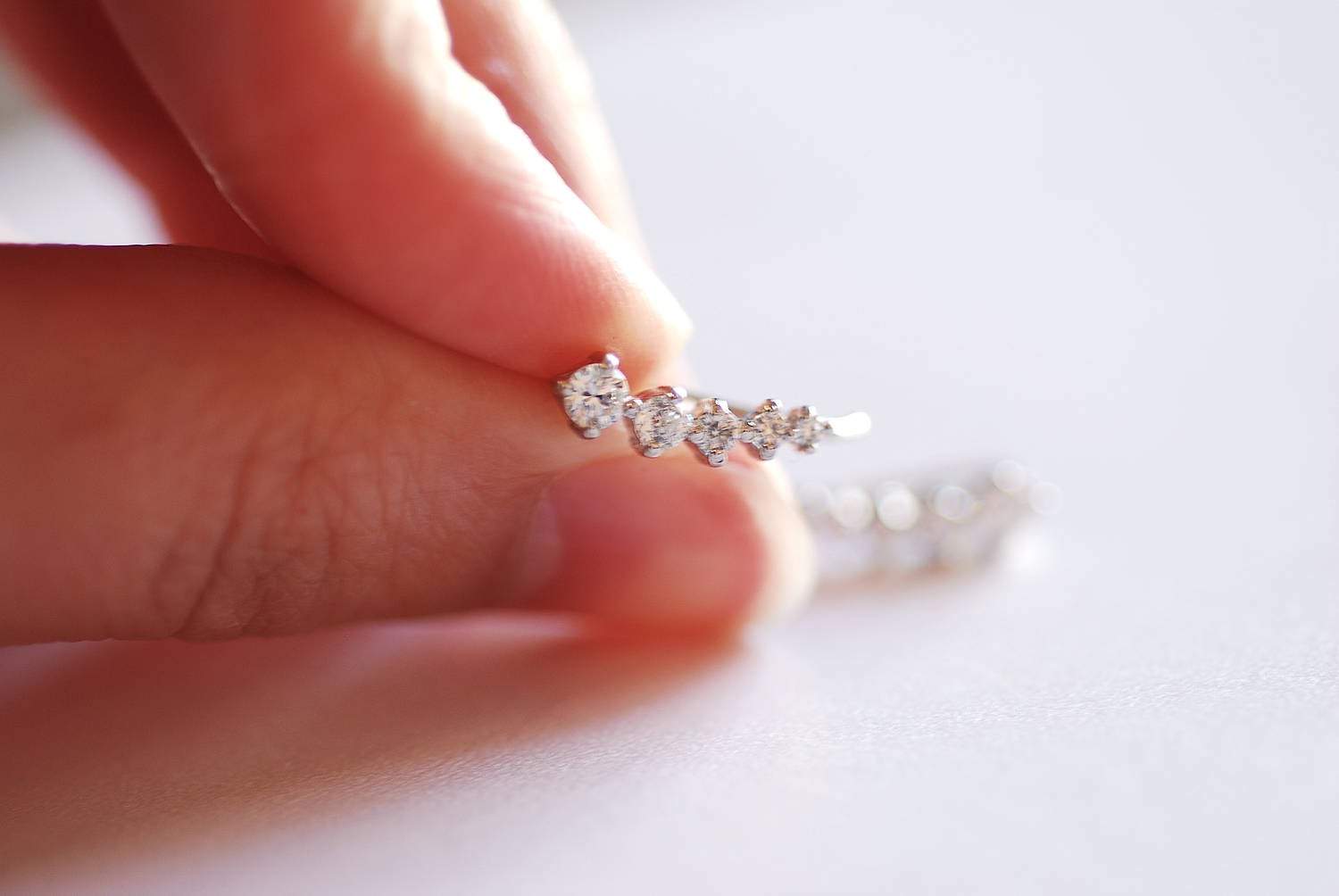 Sterling Silver Cubic Zirconia Ear Climber- Silver Crystal Ear Climbers, Tiny CZ Ear Climbers, Crystal Earrings, CZ ear crawler, Ear Cuff - HarperCrown