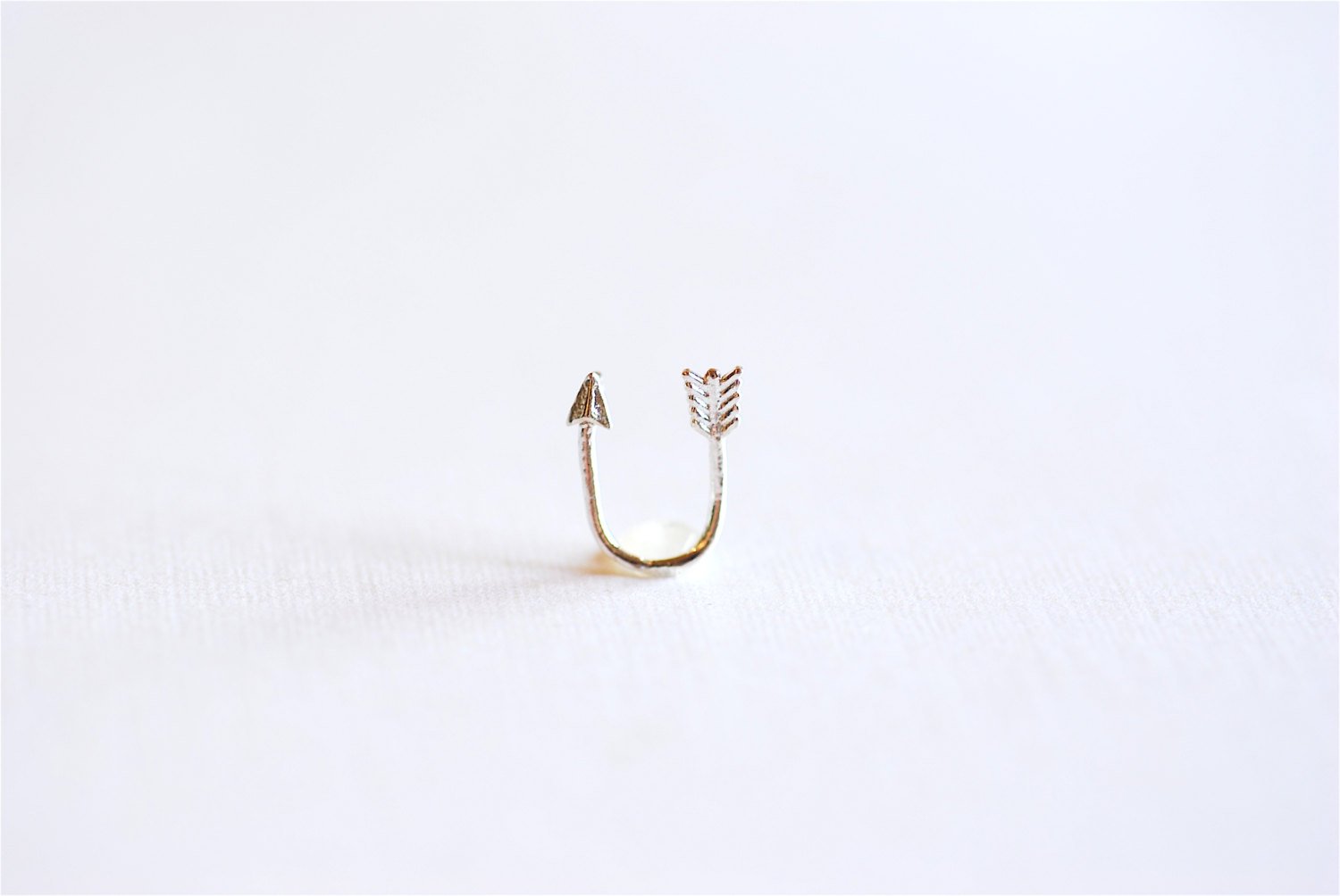 Sterling Silver Curved Arrow Connector Charm- 925 Sterling Silver Arrow Connector Charm Link Spacer, Thin Skinny Bent Arrow Connector, 288 - HarperCrown