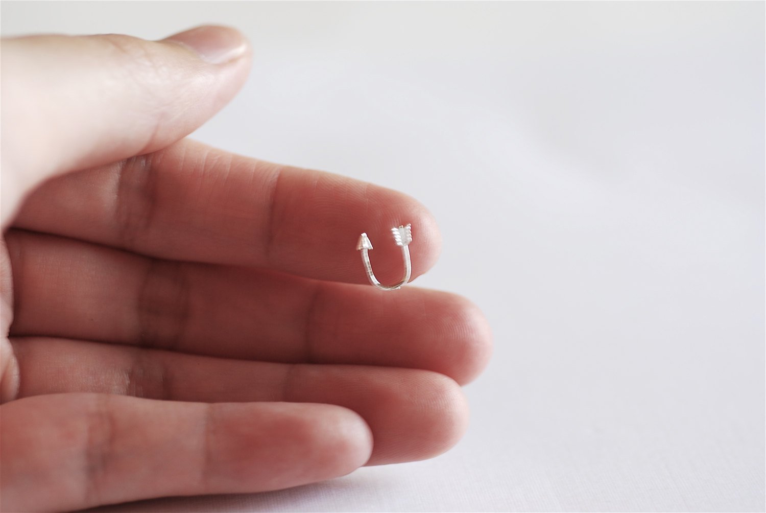 Sterling Silver Curved Arrow Connector Charm- 925 Sterling Silver Arrow Connector Charm Link Spacer, Thin Skinny Bent Arrow Connector, 288 - HarperCrown
