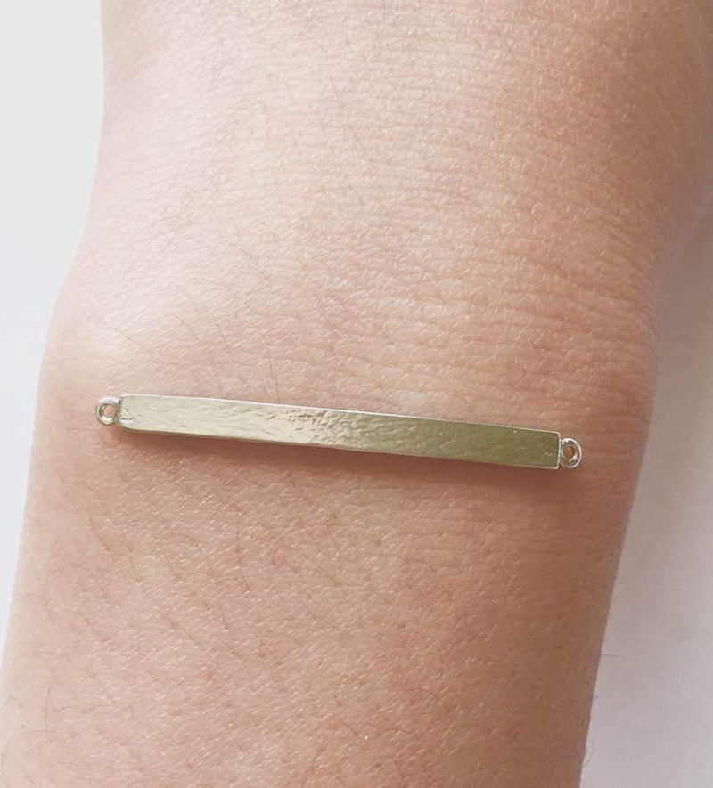 Sterling Silver Curved Bracelet Bar Connector Charm- 925 Silver Blanks, Sterling Silver Stamping Bracelet Plate, Personalize Engrave - HarperCrown