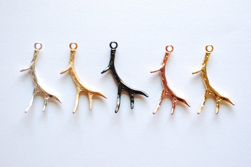Sterling Silver Deer Antler Charm Pendant- 925 Sterling Silver Antler, Silver Antlers, hunting charm, Nature Charm, Hunting Charm, 248SS - HarperCrown