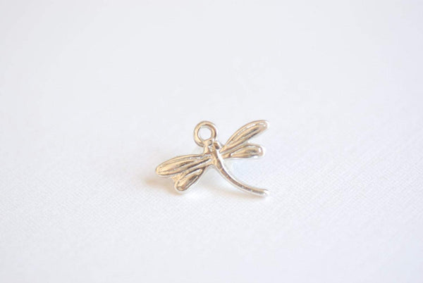 Sterling Silver Dragon Fly Charm, 925 Silver Curved Dragon Fly Charm Pendant, Silver Wing Charm, Silver dragon fly charm - HarperCrown