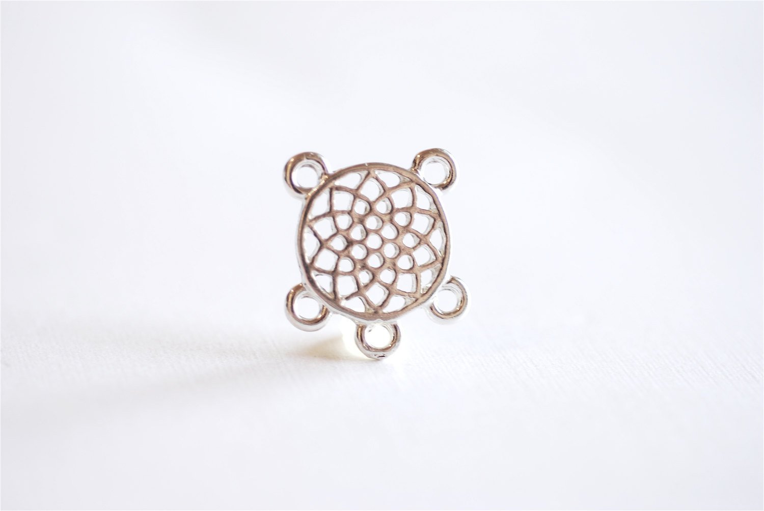 Sterling Silver Dreamcatcher Connector Charm- 925 Sterling Silver Dream Catcher, Native American Dream Catcher, Wholesale Charms, 272 - HarperCrown