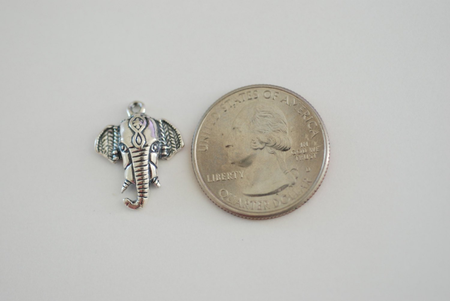 Sterling Silver Elephant Head Charm - 925 sterling silver, animal pendant, lucky elephant charm, Silver Small Elephant Pendant, Safari, 139 - HarperCrown