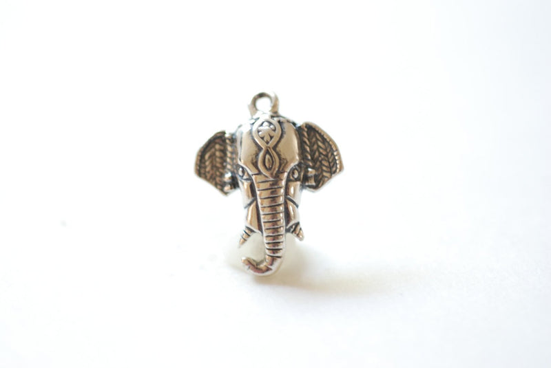 Sterling Silver Elephant Head Charm - 925 sterling silver, animal pendant, lucky elephant charm, Silver Small Elephant Pendant, Safari, 139 - HarperCrown