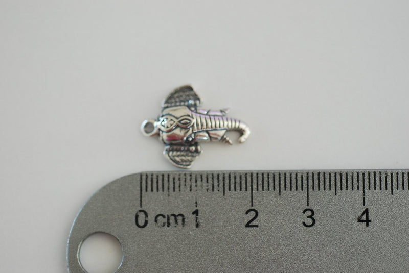 Sterling Silver Elephant Head Charm - 925 sterling silver, animal pendant, lucky elephant charm, Silver Small Elephant Pendant, Safari, 139 - HarperCrown