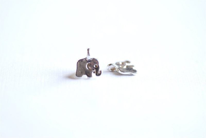 Sterling Silver Elephant with Attached Bail Charm- 925 Silver Small Elephant Pendant, Sterling Silver Baby Elephant Charm Pendant, 5 - HarperCrown
