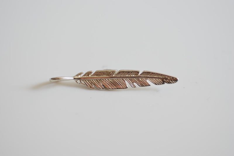 Sterling Silver Feather Charm- 925 sterling silver feather pendant, bird feather, tribal feather charm, Silver Leaf Charm, Feather Drop, 9 - HarperCrown