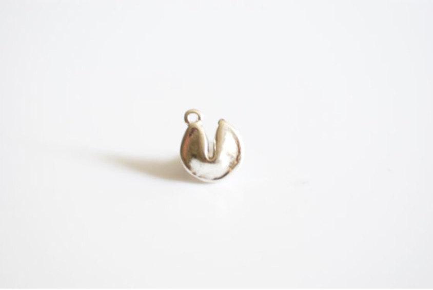 Sterling Silver Fortune Cookie Charm - 925 Silver Chinese cookie pendant, sterling silver fortune cookie pendant, cookie monster, 96 - HarperCrown
