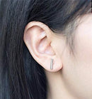 Sterling Silver, Gold, Rose Gold, Bar Earrings, Bar Stud Earrings, Line Earrings, Minimal Post Earrings, Ear Climbers, earring ear crawlers - HarperCrown