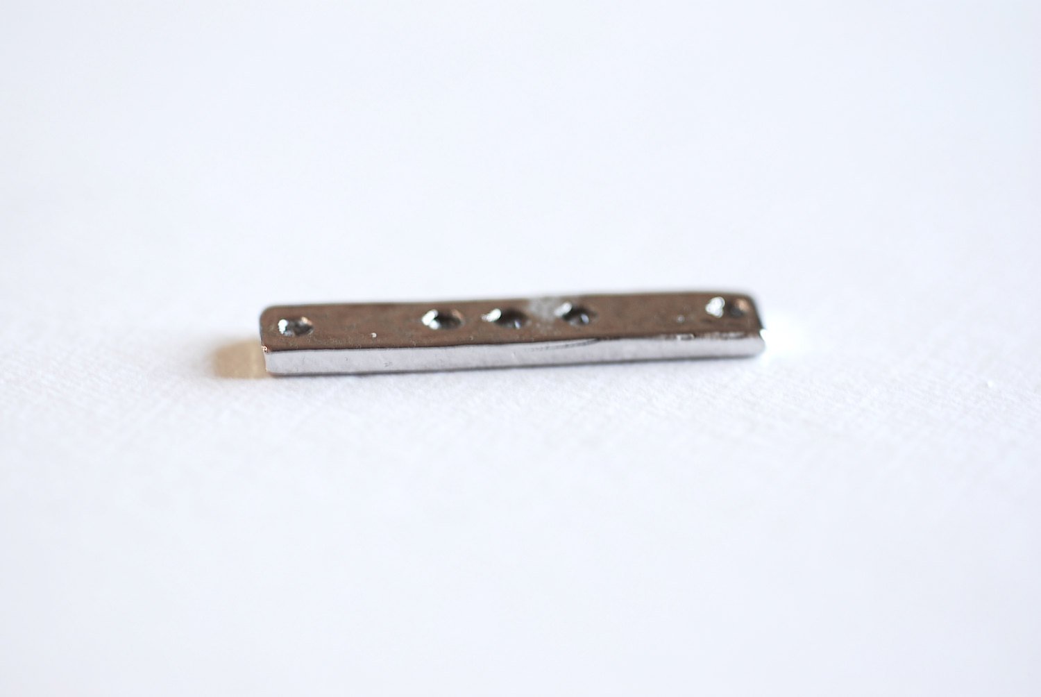 Sterling Silver Hammered Bar Connector Charm- 925 Silver with encrusted CZ stones, Cubic Zirconia stones bar, Silver Bar Spacer Link, Bulk - HarperCrown