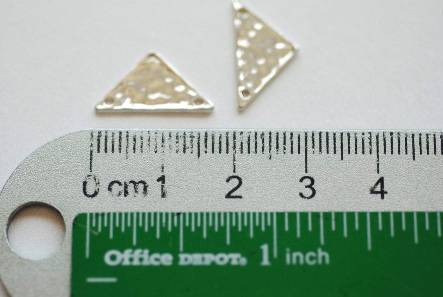 Sterling Silver Hammered Geometrical Triangle Connector Charm - 925 Silver, textured flat isosceles, Silver Triangle Charm, Wholesale - HarperCrown