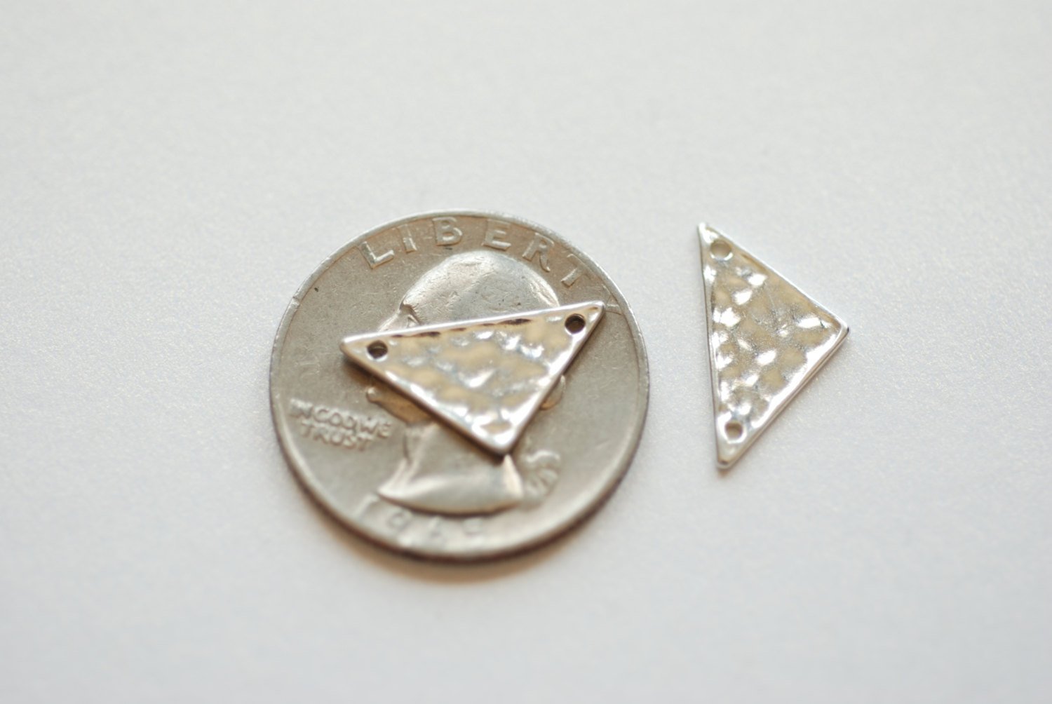 Sterling Silver Hammered Geometrical Triangle Connector Charm - 925 Silver, textured flat isosceles, Silver Triangle Charm, Wholesale - HarperCrown