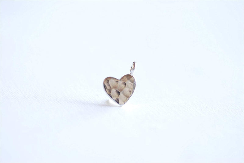 Sterling Silver Hammered Heart Charm- 925 Sterling Silver Heart Charm Pendant, Medium Silver Heart Charm, Stamping Heart, Wholesale - HarperCrown