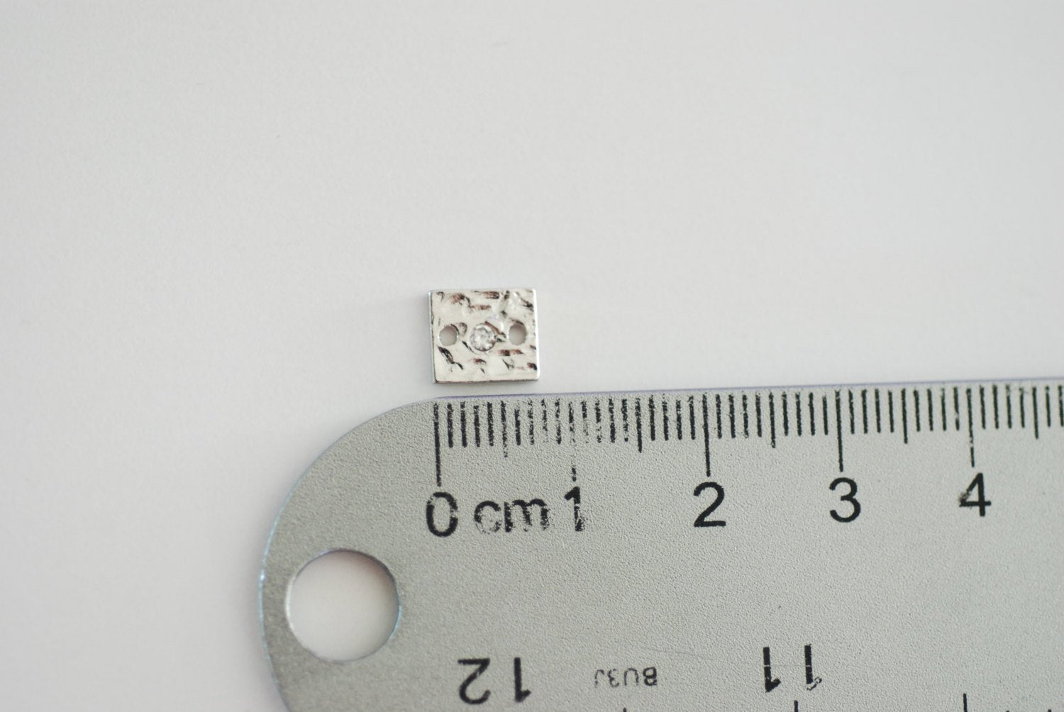 Sterling Silver Hammered Rectangle Connector, Bright Sterling Silver Square connector, Silver bar connector, Silver Bar with crystal charm - HarperCrown
