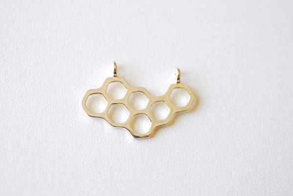 Sterling Silver Honeycomb Charm- 925 Sterling Silver Honeycomb, Sterling Silver Hexagon Charm, Silver Beehive Charm Pendant, 241 - HarperCrown
