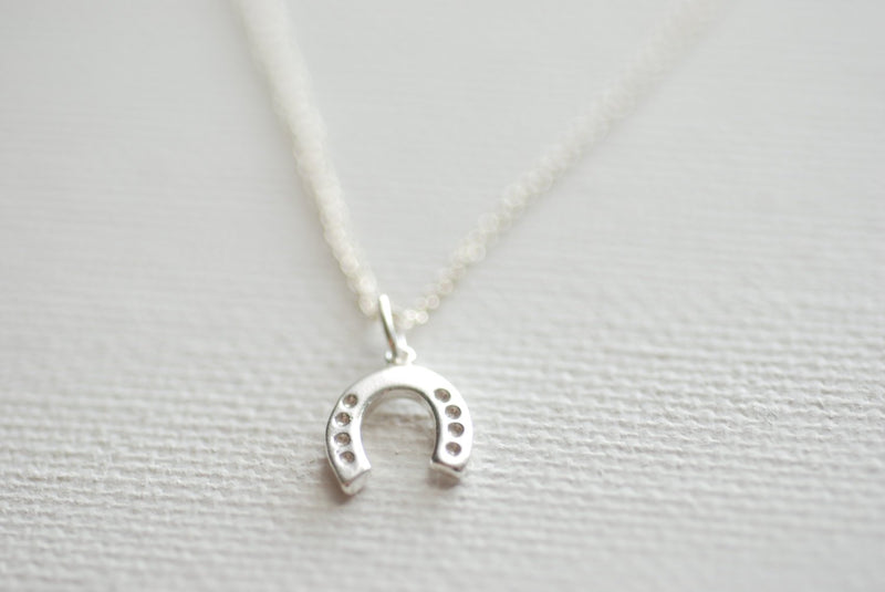 Sterling Silver Horseshoe Necklace, Simple Horseshoe Necklace, Minimalist Horseshoe, Equestrian Necklace, Dainty Horseshoe, Lucky Horseshoe - HarperCrown