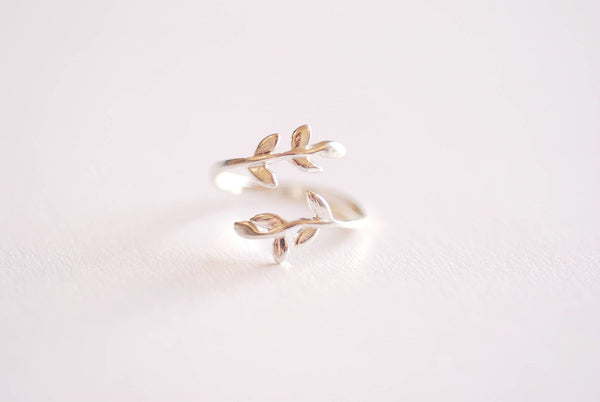 Sterling Silver Leaf Branch Ring, Gold Leaf Ring, Rose Gold Leaf Ring. Layering Ring, Vine Ring, Laurel Ring, Nature Jewelry, twig ring - HarperCrown