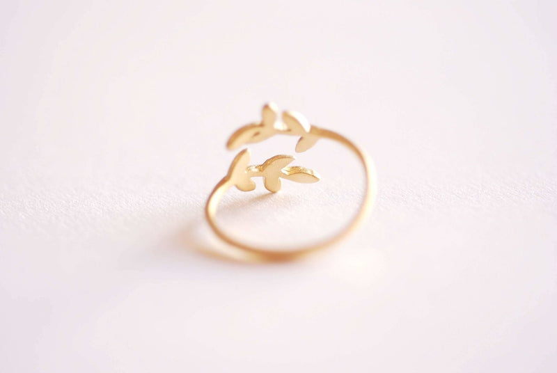 Sterling Silver Leaf Branch Ring, Gold Leaf Ring, Rose Gold Leaf Ring. Layering Ring, Vine Ring, Laurel Ring, Nature Jewelry, twig ring - HarperCrown