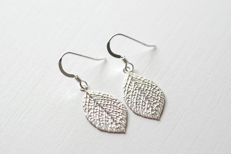 Sterling Silver Leaf Earrings - Sterling Silver Leaf Dangle Earrings, Sterling Silver Flower Earrings, dainty jewelry by heirloomenvy - HarperCrown