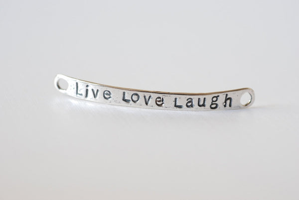 Sterling Silver Live love Laugh, 925 sterling silver bar "live love laugh" gold bar connector, vermeil curve connector - HarperCrown