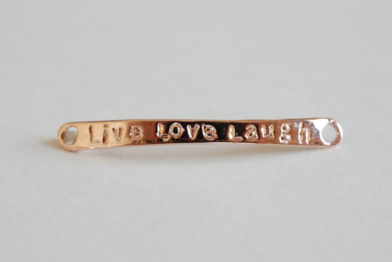 Sterling Silver Live love Laugh, 925 sterling silver bar "live love laugh" gold bar connector, vermeil curve connector - HarperCrown