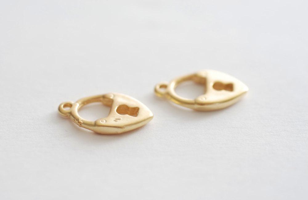 Sterling Silver Lock and Key Pendant- 925 Silver Lock Charm, Skeleton Key and Lock charm, Vermeil Gold Lock Charm Necklace, Tear drop Charm - HarperCrown