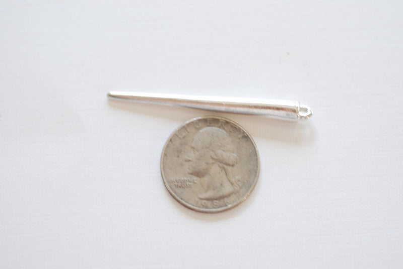 Sterling Silver Long Skinny Thin Needle- Silver Extra Long Spike Needle Dagger, 925 Silver Spike Dagger Needle Pendulum Charm, 232 - HarperCrown