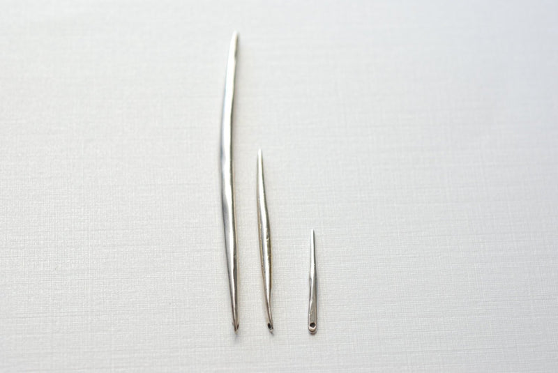 Sterling Silver Long Skinny Thin Needle- Silver Extra Long Spike Needle Dagger, Silver Needle, Silver Bar, Silver Spike Charm Pendant, 23 - HarperCrown