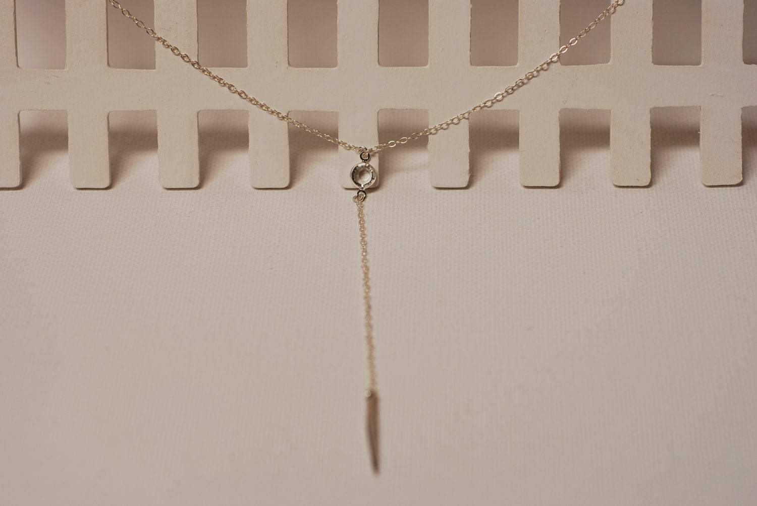 Sterling Silver Needle Bar Necklace Lariat,Silver Needle Rosary,Needle Necklace,Silver Dagger Necklace,Spike Necklace,Spear Necklace - HarperCrown