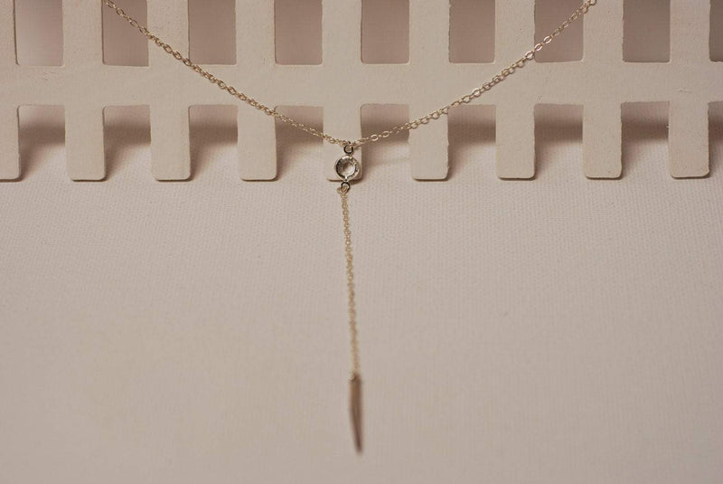 Sterling Silver Needle Bar Necklace Lariat,Silver Needle Rosary,Needle Necklace,Silver Dagger Necklace,Spike Necklace,Spear Necklace - HarperCrown