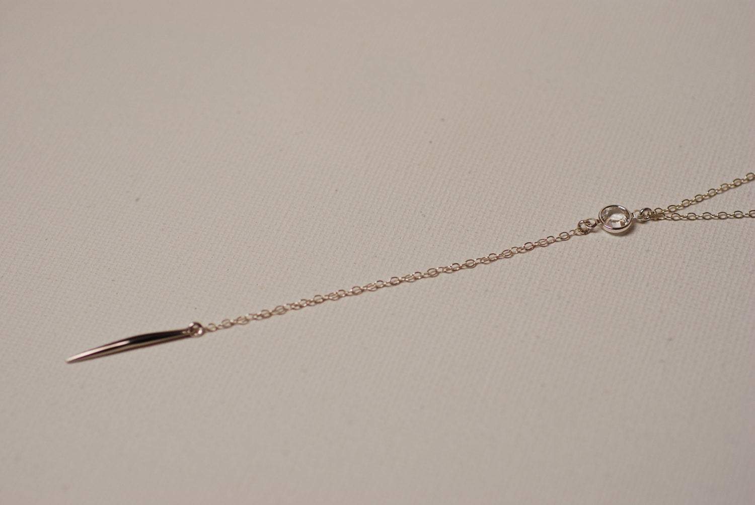 Sterling Silver Needle Bar Necklace Lariat,Silver Needle Rosary,Needle Necklace,Silver Dagger Necklace,Spike Necklace,Spear Necklace - HarperCrown