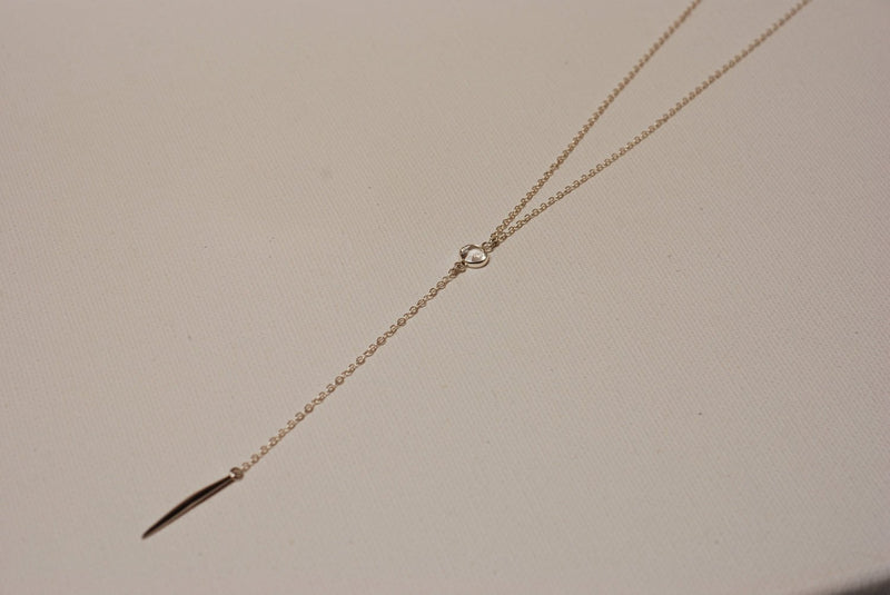 Sterling Silver Needle Bar Necklace Lariat,Silver Needle Rosary,Needle Necklace,Silver Dagger Necklace,Spike Necklace,Spear Necklace - HarperCrown