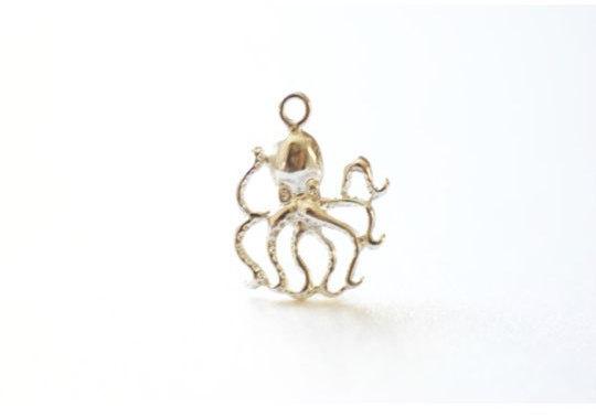 Sterling Silver Octopus Charm- 925 Silver, sea life charm, sea creature charm, octopus pendant, Small Octopus, Silver Wholesale Charms - HarperCrown