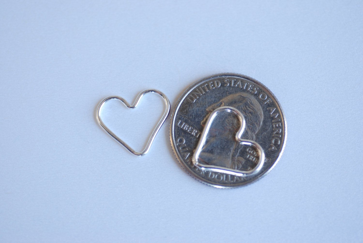 Sterling Silver Open Wire Heart, Silver Heart Connector Link Spacer, Heart Charms, Jewelry Findings, Heart Link, Heart Jump Rings, E124 - HarperCrown