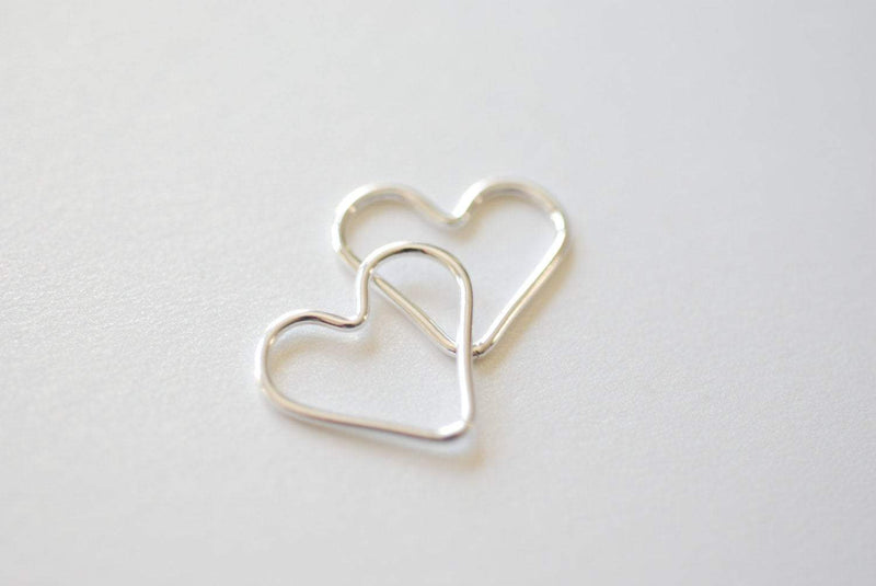 Sterling Silver Open Wire Heart, Silver Heart Connector Link Spacer, Heart Charms, Jewelry Findings, Heart Link, Heart Jump Rings, E124 - HarperCrown