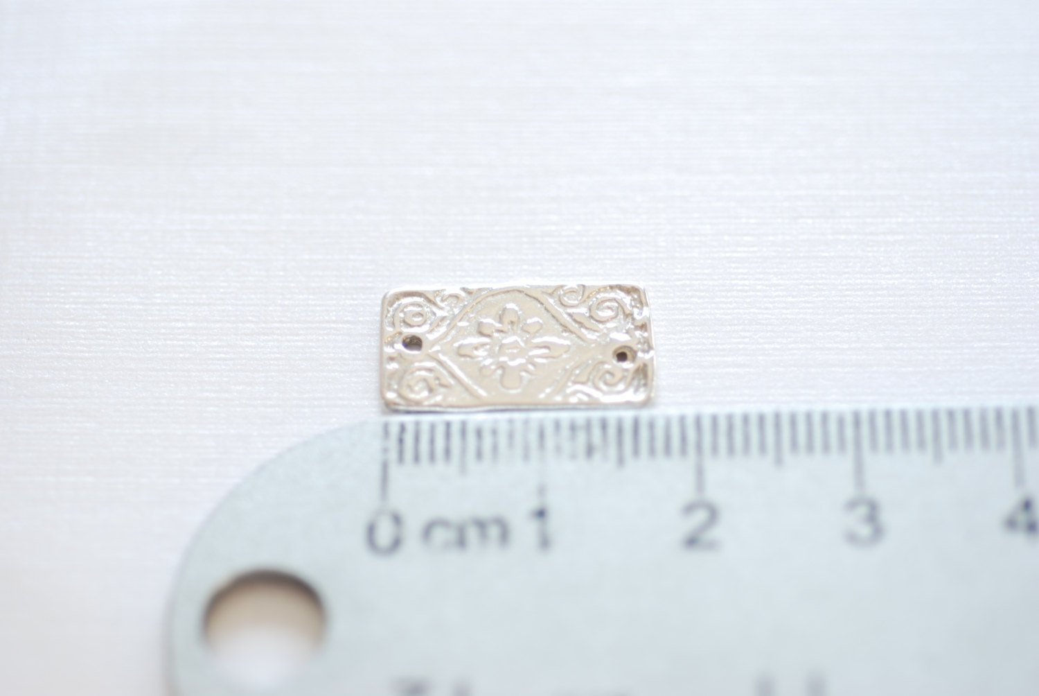 Sterling Silver Rectangle Charm - 925 silver rectangle connector, Embossed rectangle connector, sterling silver bar connector, Filigree, 68 - HarperCrown