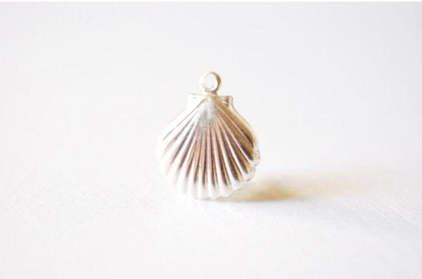 Sterling Silver Scallop Clam shell, sea life nautical beach charm, Wholesale Beach Charms - HarperCrown