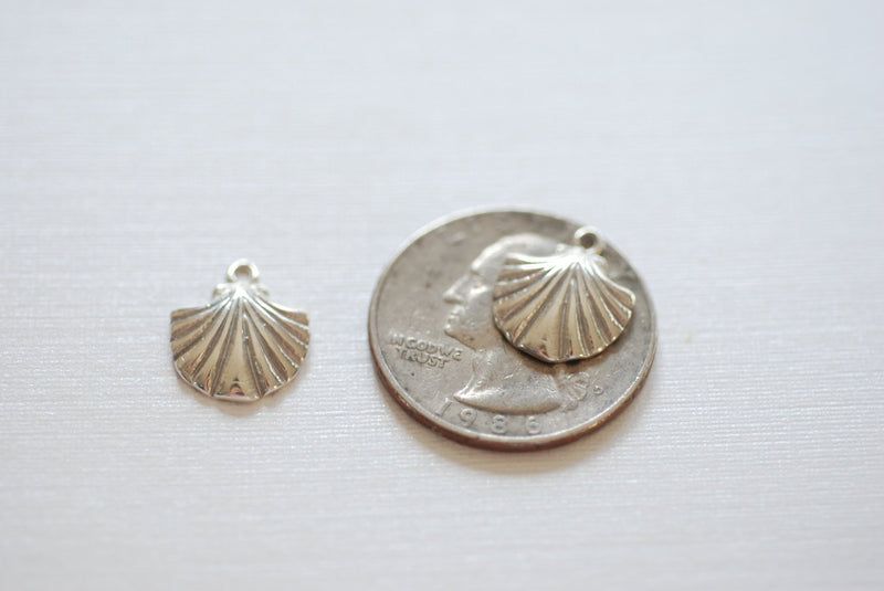 Sterling Silver Sea Shell Charm - 925 sterling silver sea shell charm, vermeil sea shell, Silver sea shell charm, sea life charm, clam, 72 - HarperCrown