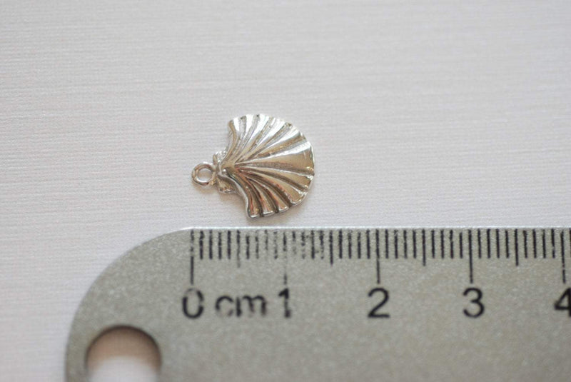 Sterling Silver Sea Shell Charm - 925 sterling silver sea shell charm, vermeil sea shell, Silver sea shell charm, sea life charm, clam, 72 - HarperCrown