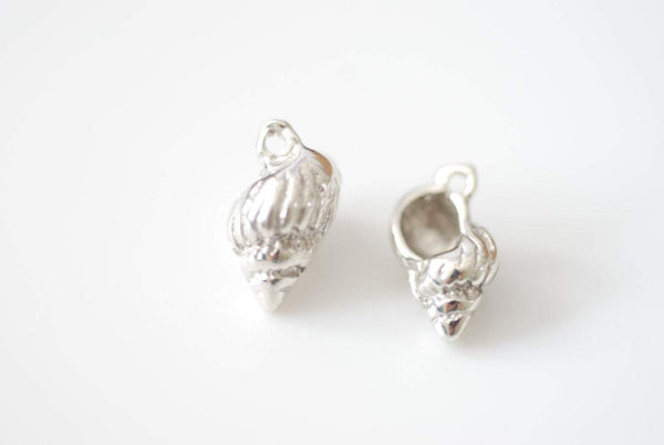 Sterling Silver Sea Shell Conch Shell Charm Pendant- 925 Sterling SIlver Sea Life Shell Pendants, Silver Shell Charm, Silver Hermit Shell - HarperCrown